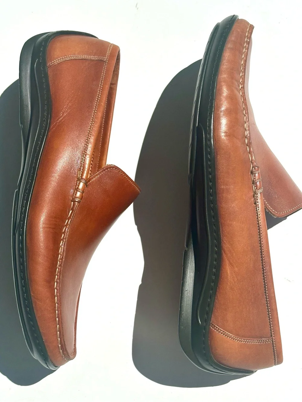 Santoni Men's Slip-On Leather Loafer in Cognac Brown, 9.5